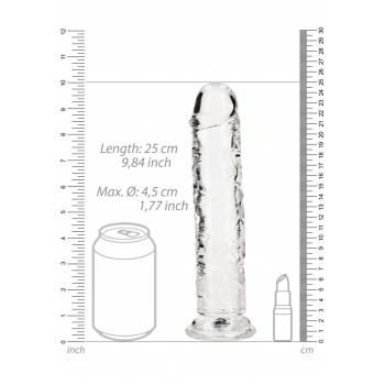 Dildo realista reto com ventosa - 9'' / 23 - Transparente