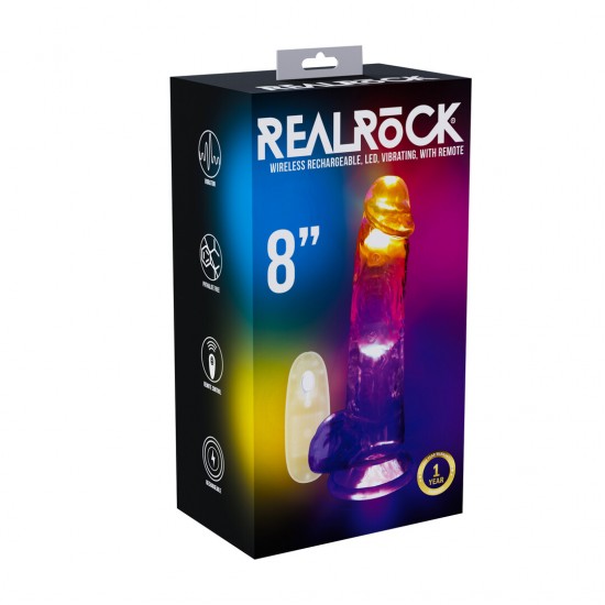 Experimente o máximo prazer com o dildo vibratório RealRock. Suas veias realistas, formato realista e textura macia, semelhante à da pele, proporcionam uma estimulação incrível. A potente ventosa permite o uso sem as mão