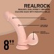 Vibrador de silicone líquido recarregável de dupla camada - Curvo com bolas de peso - 20 cm - Cor da pele