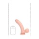 Vibrador de silicone líquido recarregável de dupla camada - Curvo com bolas de peso - 20 cm - Cor da pele