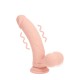 Vibrador de silicone líquido recarregável de dupla camada - Curvo com bolas de peso - 15 cm - Cor da pele