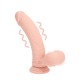 Vibrador de silicone líquido recarregável de dupla camada - Curvo com bolas de peso - 18 cm - Cor da pele