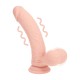 Vibrador de silicone líquido recarregável de dupla camada - Curvo com bolas de peso - 20 cm - Cor da pele