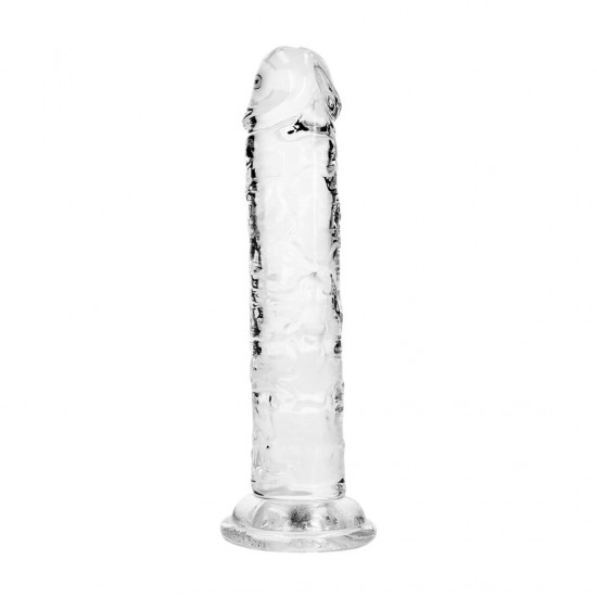 Este modelo REALROCK CRYSTAL CLEAR apresenta uma silhueta suave e elegante, projetada para uma estimulação confortável e focada. Seu formato refinado proporciona uma sensação realista, mantendo um design versátil e minim