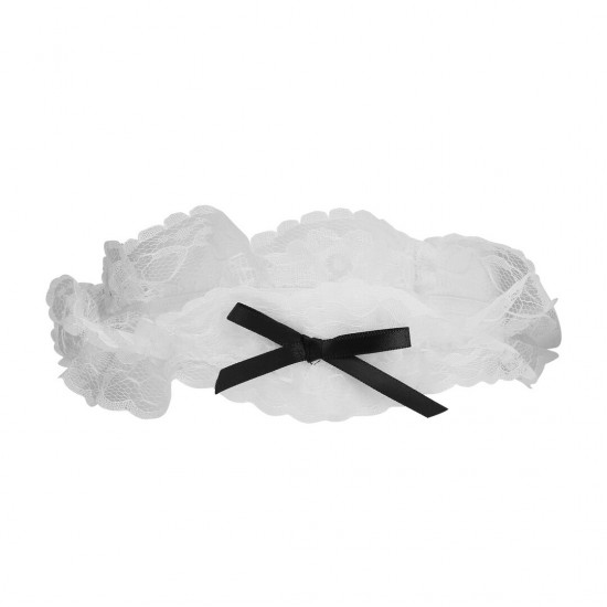 Basta fingir e usar a imaginação para ir além dos limites da realidade! Fantasia de empregada francesa sedutora com um vestido justo, adorno de cabeça e acessórios para braços e pernas combinando - pronta para esbanjar c