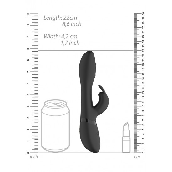 O MIRA, um vibrador de silicone multifuncional em formato de coelho para o ponto G, possui uma ponta estimuladora de 10 funções com esferas giratórias, além de uma ponta vibratória para o ponto G com 10 funções e um vibr