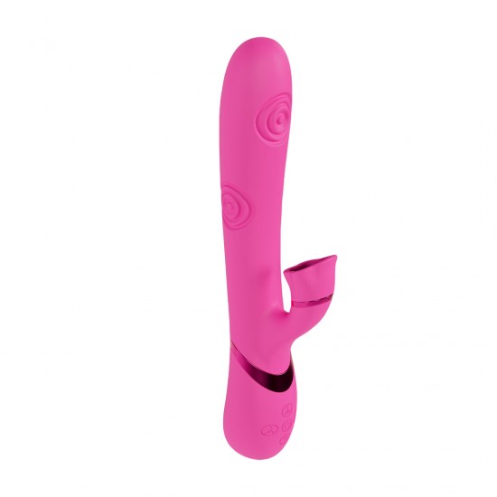 O vibrador VIVE063 é superior à concorrência. Três motores F1 de nova geração, com 10 funções cada, controlados independentemente, alimentam este vibrador de design elegante. Possui função de vibração na ponta para o pon