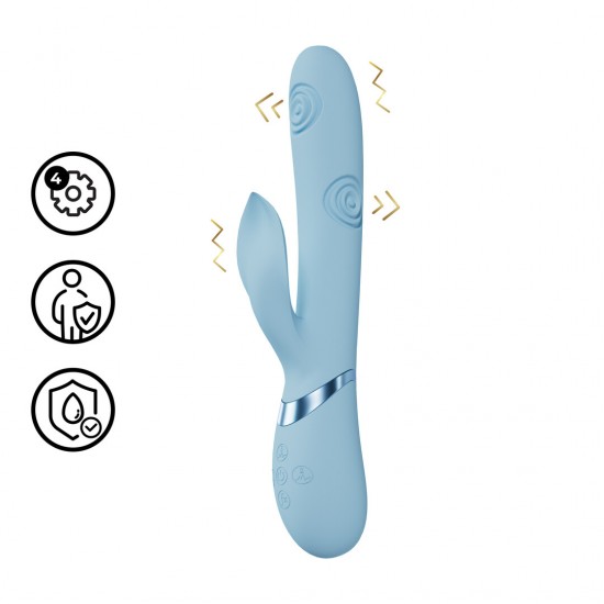 O vibrador VIVE064 é superior à concorrência. Três motores F1 de nova geração, com 10 funções cada, controlados independentemente, alimentam este vibrador de design elegante. Possui um motor com ponta vibratória para o p