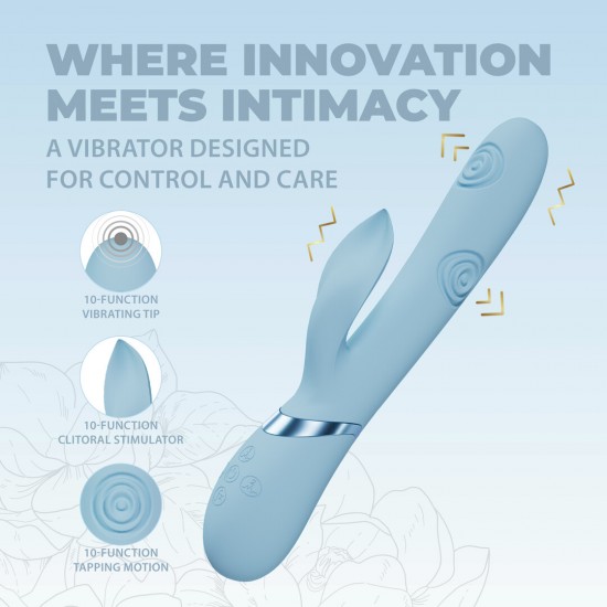 O vibrador VIVE064 é superior à concorrência. Três motores F1 de nova geração, com 10 funções cada, controlados independentemente, alimentam este vibrador de design elegante. Possui um motor com ponta vibratória para o p