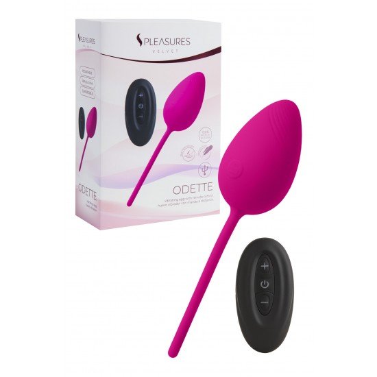 Odette - Cerise Odette é um ovo vibratório controlado remotamente projetado para estimulação da zona G e jogo erótico juntos. Tem um design bonito, particularmente macio, com acabamento aveludado e muito macio. Acabamento com ponta côni