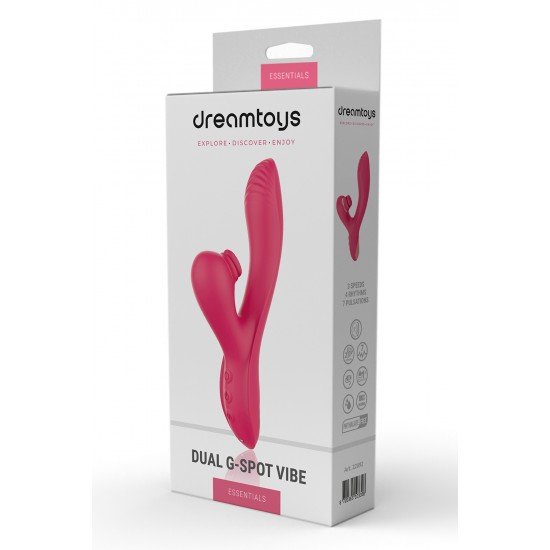 ESSENTIALS DUAL G-SPOT VIBE Vibrador do tipo Rabbit vem para atender a todos os teus desejos! Combina uma parte principal, que é flexível e possui uma curvatura que naturalmente o leva ao ponto G; com um massageador de clitóris totalmente fora do c
