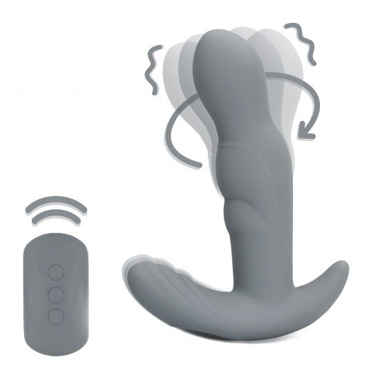 Estimulador Próstata Rotativo com Comando remoto - Gotham Grey Este Estimulador de Próstata Rotativo com Controle Remoto foi projetado para estimular sua próstata. Descubra momentos infinitos de alegria e apimente sua vida com Loveline!