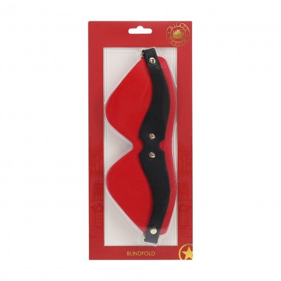 Milan Collection - Venda - Preto/Vermelho A Milan Collection Venda da Ouch! mantém seu amante no escuro, aumentando a expectativa. Feito de couro sintético, ele apresenta um acabamento iridescente em seu hardware, dando a ele um visual de alta costura que certam