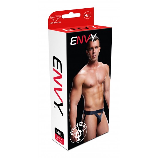 Com esta jock de cintura baixa, os mínimos detalhes podem causar o maior impacto! Além de uma faixa larga nos quadris, ela apresenta detalhes de jockstrap nas nádegas, realçando suas curvas por trás! Com uma fenda transp