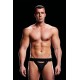 Cuecas masculinas jock-strap de cintura descida e pequena abertura na frente.