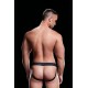 Cuecas masculinas jock-strap de cintura descida e pequena abertura na frente.