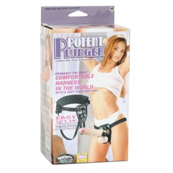 Strap On com Vibrador Realista Potent Plunger Pele