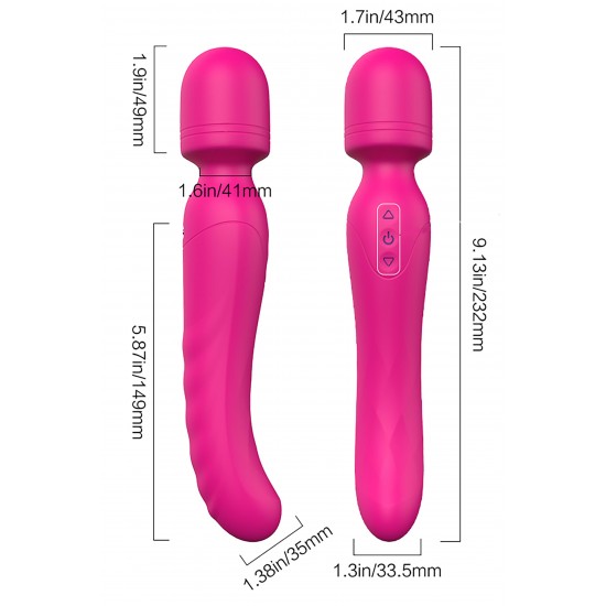 Esta Wand Vibes of Love é verdadeiramente versátil e emocionante! É um massageador de varinha e um vibrador, com 9 ritmos de vibração e 3 intensidades. Também tem uma função de aquecimento na extremidade inserível, para