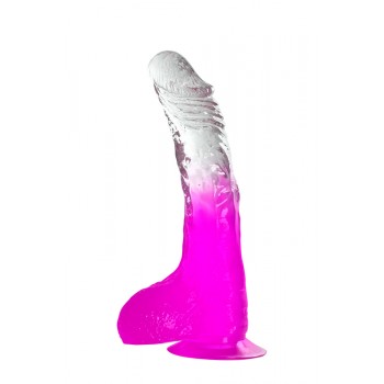 Dildo Realista Jelly Joy com Testículos Fade Out 20.3cm Roxo