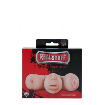 Conjunto Masturbadores Realistas 3em1 Realstuff Pele