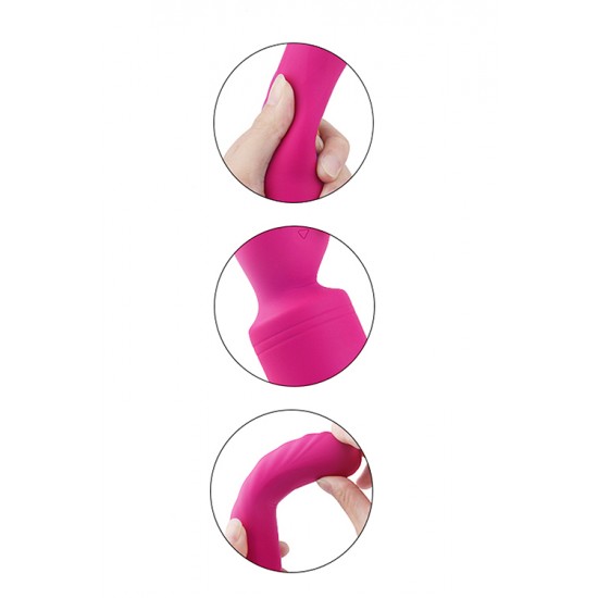 Massajador Wand Aquecimento VIBES OF LOVE Esta Wand Vibes of Love é verdadeiramente versátil e emocionante! É um massageador de varinha e um vibrador, com 9 ritmos de vibração e 3 intensidades. Também tem uma função de aquecimento na extremidade inserível, para