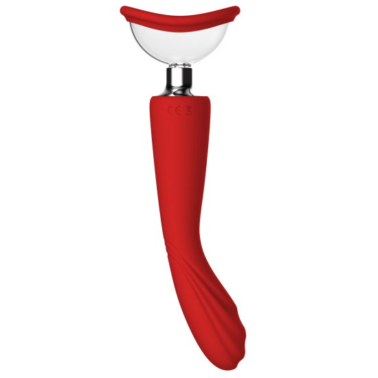 ESTIMULADOR DUPLO RED REVOLUTION GEORGIA Este estimulador duplo tem uma função de sucção de um lado com 2 ventosas intercambiáveis para encaixar lábios, clitóris, mamilos e outras zonas erógenas. O outro lado pode ser usado como massajador ou vibrador de ponto
