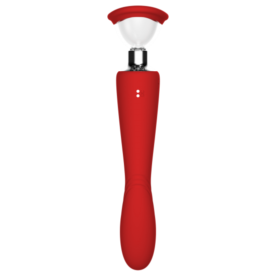 ESTIMULADOR DUPLO RED REVOLUTION GEORGIA Este estimulador duplo tem uma função de sucção de um lado com 2 ventosas intercambiáveis para encaixar lábios, clitóris, mamilos e outras zonas erógenas. O outro lado pode ser usado como massajador ou vibrador de ponto