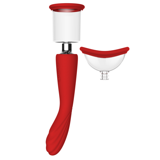 ESTIMULADOR DUPLO RED REVOLUTION GEORGIA Este estimulador duplo tem uma função de sucção de um lado com 2 ventosas intercambiáveis para encaixar lábios, clitóris, mamilos e outras zonas erógenas. O outro lado pode ser usado como massajador ou vibrador de ponto
