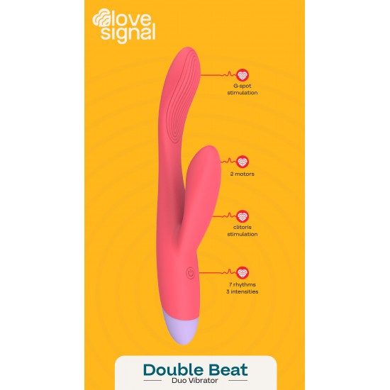 O vibrador Double Beat Duo da coleção Love Signal da Dreamtoys oferece estimulação interna e externa sincronizada para um prazer versátil e divertido. Projetado com motores duplos e múltiplos modos de vibração, é ideal p
