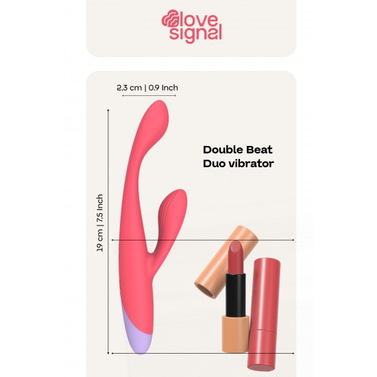 O vibrador Double Beat Duo da coleção Love Signal da Dreamtoys oferece estimulação interna e externa sincronizada para um prazer versátil e divertido. Projetado com motores duplos e múltiplos modos de vibração, é ideal p