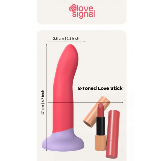 O Love Stick Médio de Duas Cores da coleção Love Signal da Dreamtoys é um vibrador de silicone elegante e sem vibração, projetado para puro prazer descomplicado. Com base na versão menor, oferece comprimento e circunferê