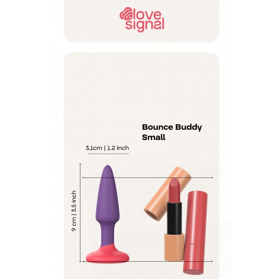O Bounce Buddy Small da coleção Love Signal da Dreamtoys é um plug anal pequeno, projetado para uma exploração suave e excitante. Seu formato fino e afilado proporciona uma inserção fácil e um encaixe perfeito e satisfat