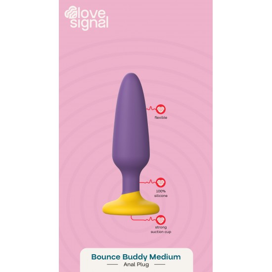 O Bounce Buddy Medium da coleção Love Signal da Dreamtoys é um plug anal de tamanho médio, projetado para varejistas que buscam oferecer produtos que equilibrem conforto com sensações mais intensas. Perfeito para quem es