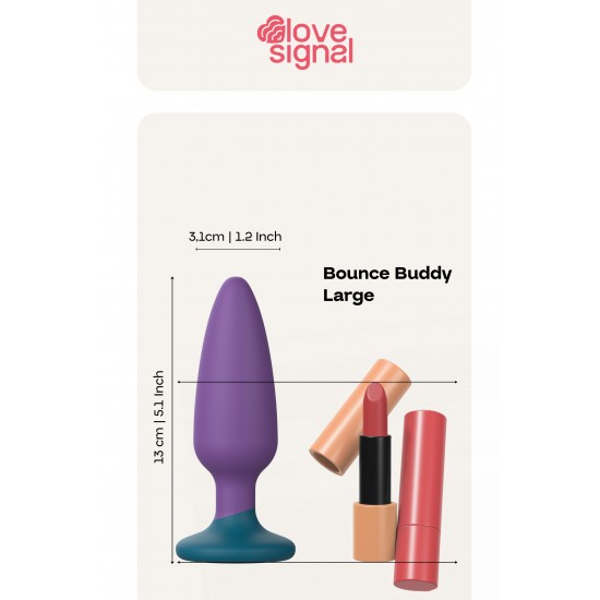 O Bounce Buddy Large da coleção Love Signal da Dreamtoys é um plug anal de tamanho normal, projetado para varejistas que desejam oferecer aos clientes uma experiência mais profunda e intensa. Perfeito para quem busca mai