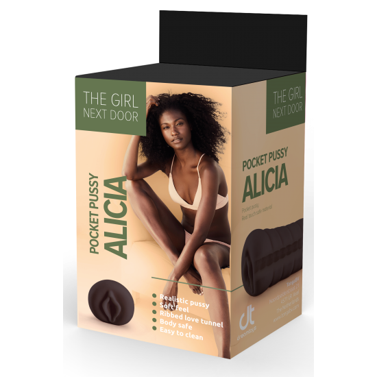 MASTURBADOR THE GIRL NEXT DOOR ALICIA Masturbador de bolso com textura super macia e realista por dentro para sensações emocionantes. Alicia é a vizinha que te excita! Feito de TPE de longa duração e sensação real, Alicia tem uma vagina elástica e