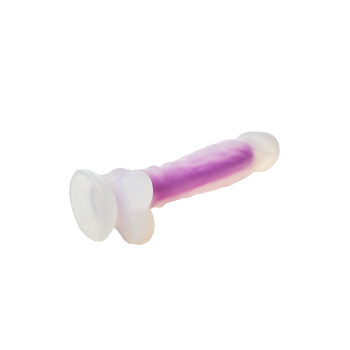 DILDO RADIANT SOFT SILICONE GLOW IN THE DARK DILDO MEDIO LILAS