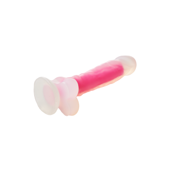 DILDO RADIANT SOFT SILICONE GLOW IN THE DARK DILDO GRANDE ROSA