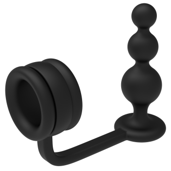 RAMROD COCKRING WITH BEADED ANAL PLUG