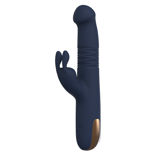 GODDESS PHAEDRA Vibrador Duplo com Rotação Cima e para Baixo Vibrador duplo Phaedra com função de rotação para cima e para baixo. Seguindo o mesmo estilo dos outros brinquedos da Goddess Collection, o Phaedra é feito de silicone azul-escuro com detalhes dourados. O vibrador da God