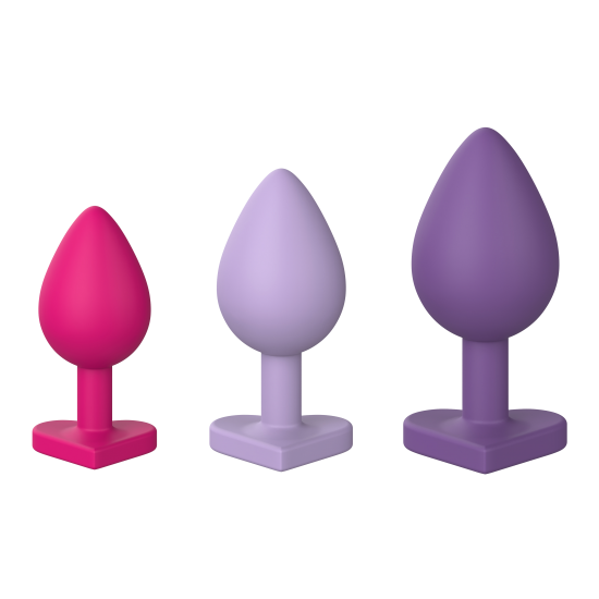 O conjunto Triple Heart da coleção Love Signal da Dreamtoys é um conjunto versátil de plugs anais projetado para treinamento e exploração graduais. Com três tamanhos (pequeno, médio e grande), cada plug é feito de silico