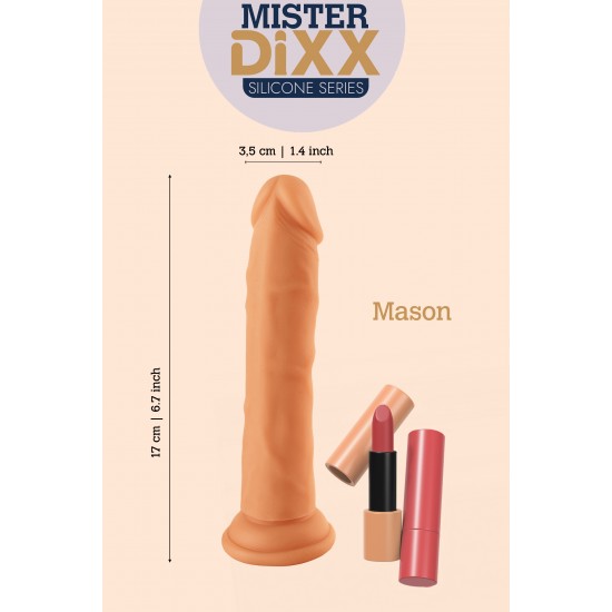 Mason é um dildo de silicone ultrarrealista de 17 cm projetado para clientes que buscam desempenho realista e materiais de alta qualidade. Fabricado em silicone macio e seguro para o corpo, apresenta veias realistas e um