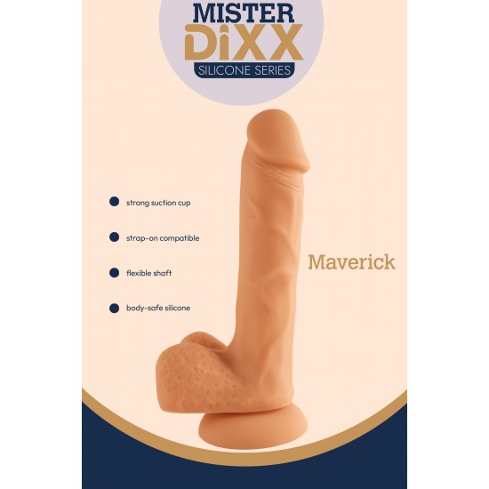 Maverick é um dildo de silicone ultrarrealista de 24 cm (aproximadamente 9,6 polegadas) projetado para clientes que buscam desempenho realista e materiais de alta qualidade. Fabricado em silicone macio e seguro para o co