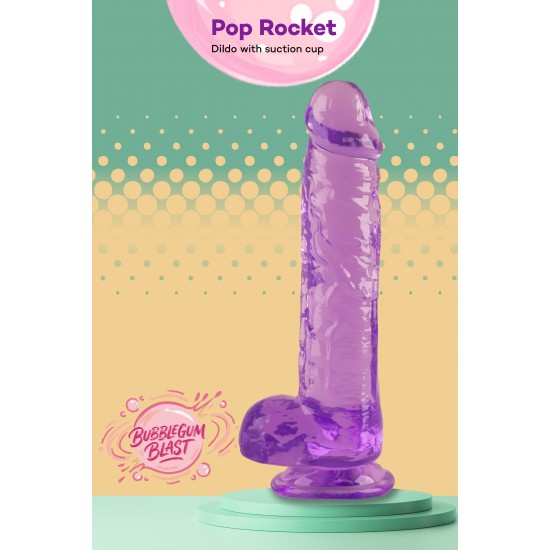 O Pop Rocket da coleção Bubblegum Blast é uma adição colorida e divertida a qualquer sortimento de produtos adultos. Medindo 17 cm, este dildo semitransparente é feito de TPE macio com um tom roxo vibrante que se destaca