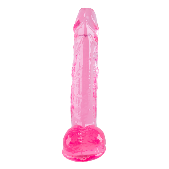 O Twinkle Jam da coleção Bubblegum Blast é uma adição colorida e divertida a qualquer sortimento de produtos adultos. Medindo 22 cm, este dildo semitransparente é feito de TPE macio com um tom rosa vibrante que se destac