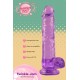 O Twinkle Jam da coleção Bubblegum Blast é uma adição colorida e divertida a qualquer sortimento de produtos adultos. Medindo 22 cm, este dildo semitransparente é feito de TPE macio com um tom roxo vibrante que se destac