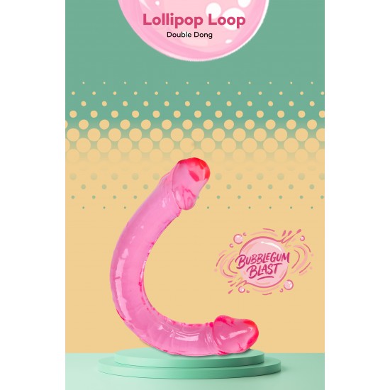 O Lollipop Loop da coleção Bubblegum Blast é uma adição colorida e divertida para qualquer sortimento de produtos adultos. Medindo 25 cm, este dildo duplo semitransparente é feito de TPE macio com um tom rosa vibrante qu