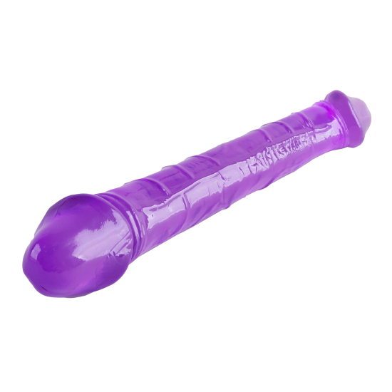 O Lollipop Loop da coleção Bubblegum Blast é uma adição colorida e divertida a qualquer sortimento de produtos adultos. Medindo 25 cm, este dldo duplo semitransparente é feito de TPE macio com um tom roxo vibrante que se