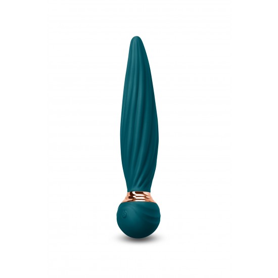 WAND SUGAR POP TWIST TEAL O Twist do Sugar Pop apresenta um eixo giratório e vibrações estrondosas. Envolto em silicone macio, a tecnologia inovadora do Sugar Pop Twist oferece um desempenho digno de palco. Resistente à água, recarregáv