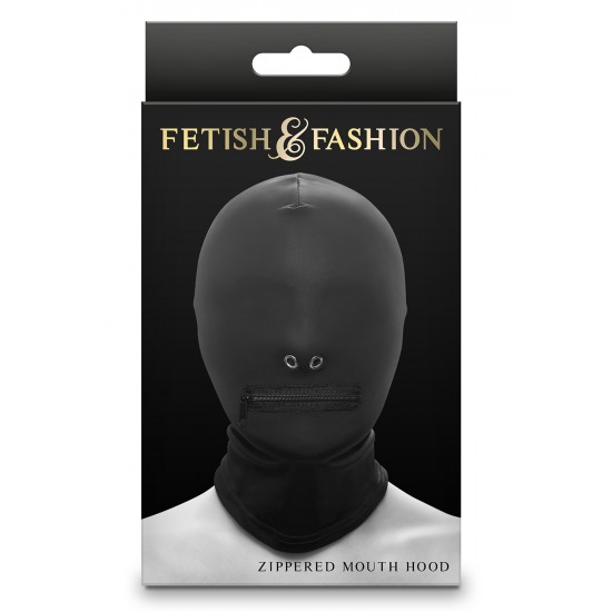 Assuma o controle do seu amante submisso com o Capuz com Zíper para Boca da Fetish & Fashion. Feito de nylon macio e confortável e metal sem níquel, este capuz provocante cobre os olhos e oferece uma abertura para a