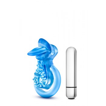 Anel p/ Pénis c/ Vibração Tongue Stay Hard Azul